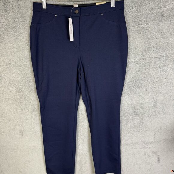 S Chicos Pants Womens 1 Short US 8 Navy Blue Ponte Slim Ankle Pull On NWT - Picture 1 of 12